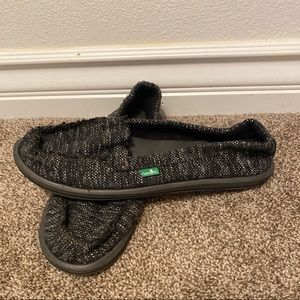 Sanuk Slip On Flats Black and White